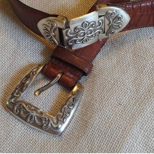 Barcelona Leather Boho Western Belt with Ornate Silver Accents Small/Medium
